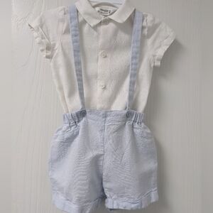 Mayoral Light Blue Suspender Shorts